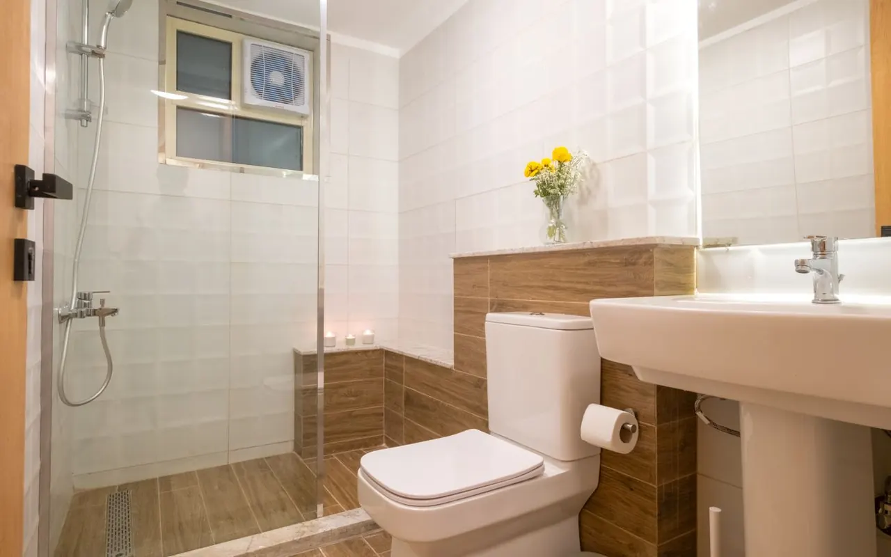Modern bathroom with a walk-in rain shower